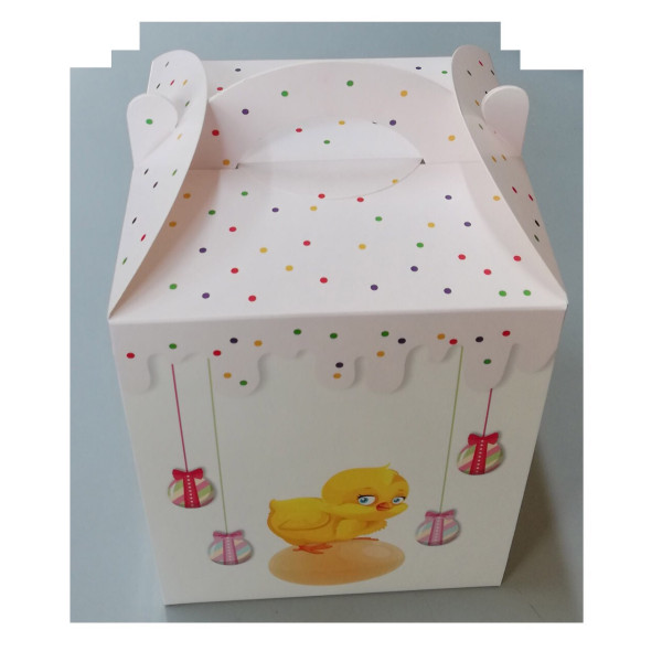 Коробка для паски 170х170х210 мм крейдована біла з принтом KPP5