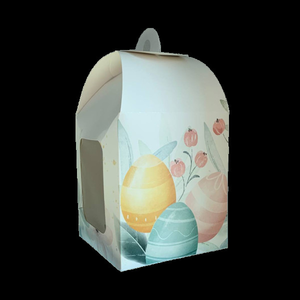 Коробка для паски 120х120х150 мм крейдована біла з принтом KPP12