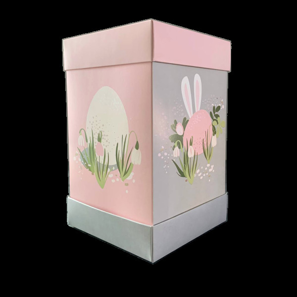 Коробка для паски 150х150х245 мм крейдована біла з принтом (3 частини) KPP15