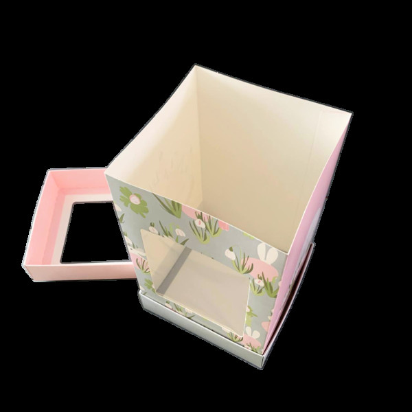 Коробка для паски 150х150х245 мм крейдована біла з принтом (3 частини) KPP15