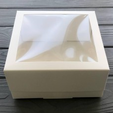 Коробка бенто-торт з віконцем 150х150х70 мм біла