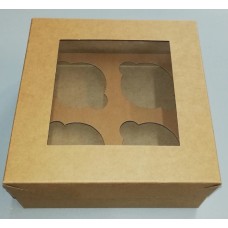 Коробка з віконцем для 4 мафінів бура KPK53