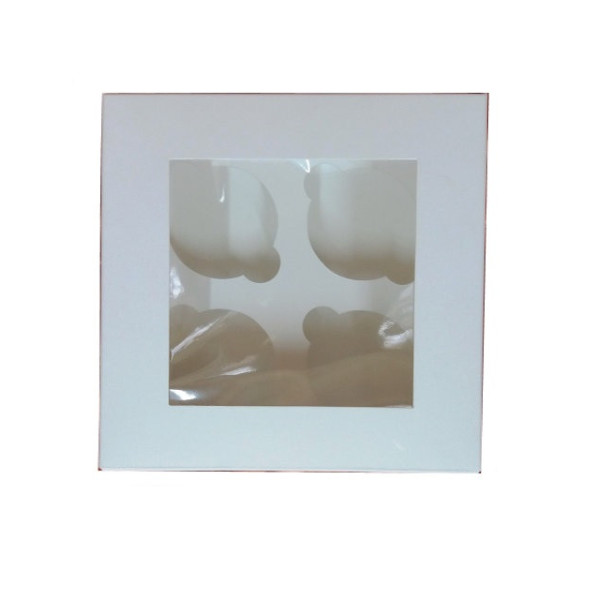 Коробка для капкейків, кексів та мафінів 4 шт 170*170*90 мм. з віконцем.