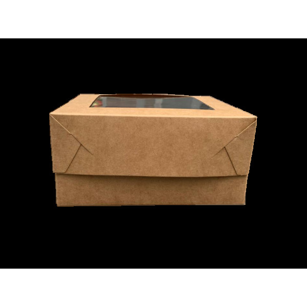 Коробка для тістечок 130х130х60 мм бура