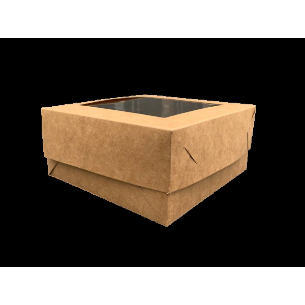 Коробка для тістечок 130х130х60 мм бура