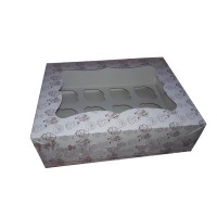 Коробка для капкейків, кексів та мафінів 12 шт 330х255х110 мм. (з віконцем) з принтом.