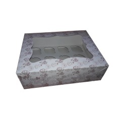 Коробка для капкейків, кексів та мафінів 6 шт 330х255х110 мм.(віконце) з принтом.