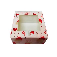 Коробка для тістечка 170*170*90 (віконце) з принтом лист