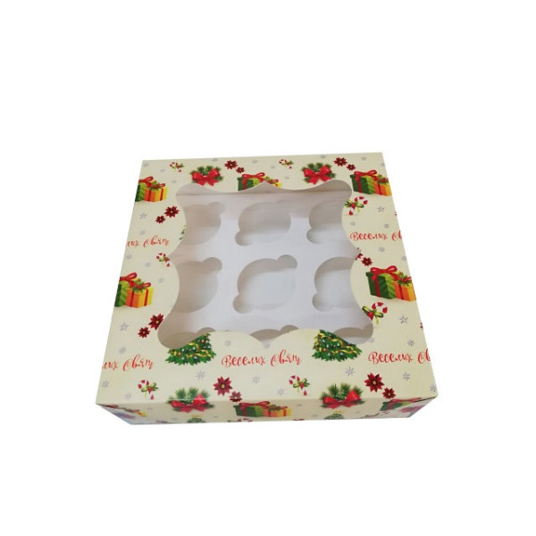 Коробка для тістечка 250*170*80 мм. (віконце) з принтом подарунок