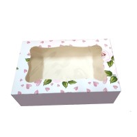 Коробка для тістечка 250*170*80 мм. (віконце) з принтом троянда