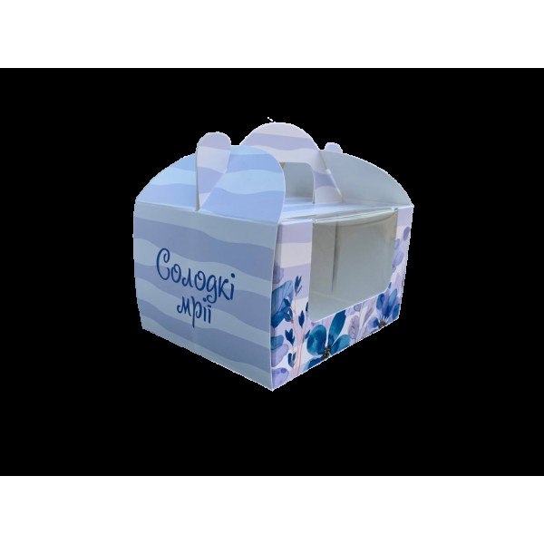 Коробка для капкейків, кексів і мафінів 153х129х90 мм "Солодкі мрії" Блакитна