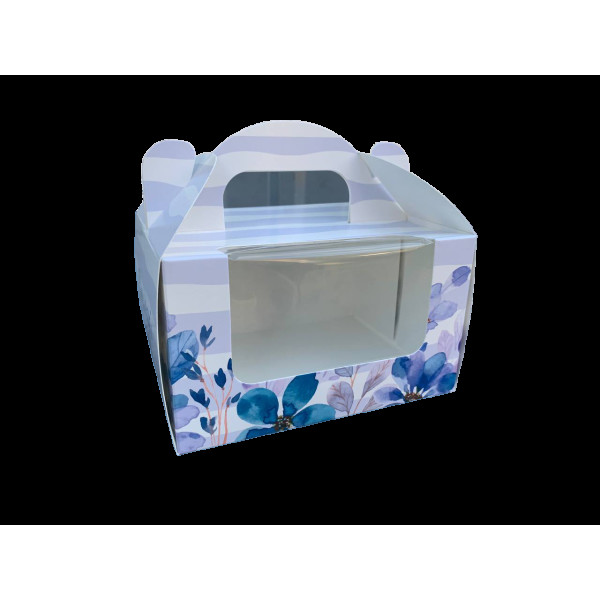 Коробка для капкейків, кексів і мафінів 153х129х90 мм "Солодкі мрії" Блакитна