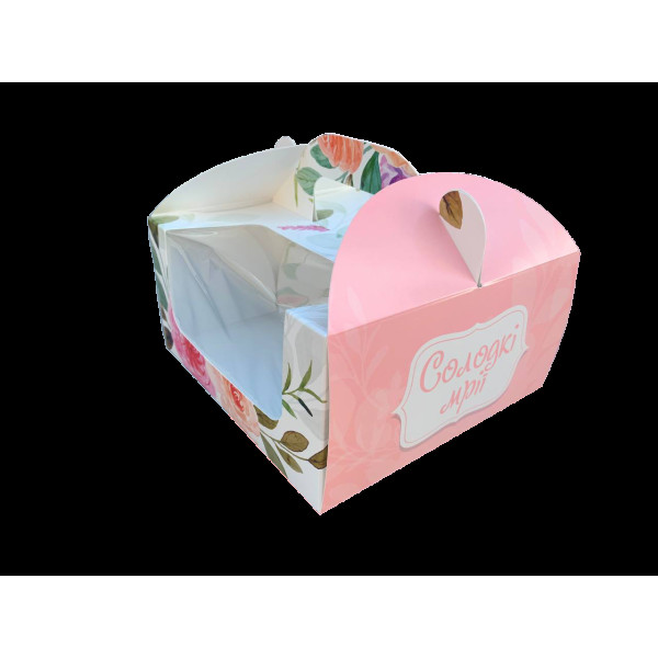 Коробка для капкейків, кексів і мафінів 173х173х90 мм "Солодкі мрії" Рожева