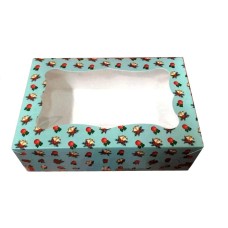 Коробка для тістечка 250*170*80 мм. (віконце) з принтом новорічна