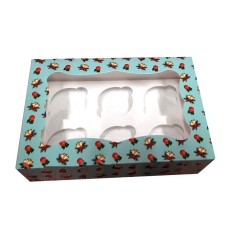 Коробка для тістечка 250*170*80 мм. (віконце) на 6 шт. з принтом новорічна