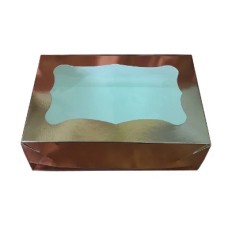Коробка для капкейків, кексів та мафінів 1 шт 250*170*80 мм. (з віконцем) срібло