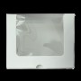 Коробка для торта 210*210*180 з кутовим віконцем біла мілована KPT21