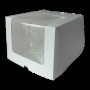 Коробка для торта 210*210*180 з кутовим віконцем біла мілована KPT21