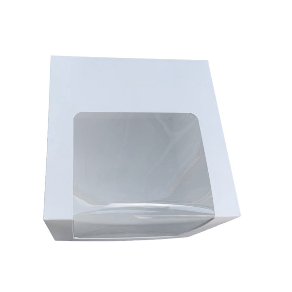 Коробка для торта 300*300*250 с окошком белая мелованная KPT19
