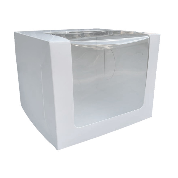 Коробка для торта 300*300*250 с окошком белая мелованная KPT19
