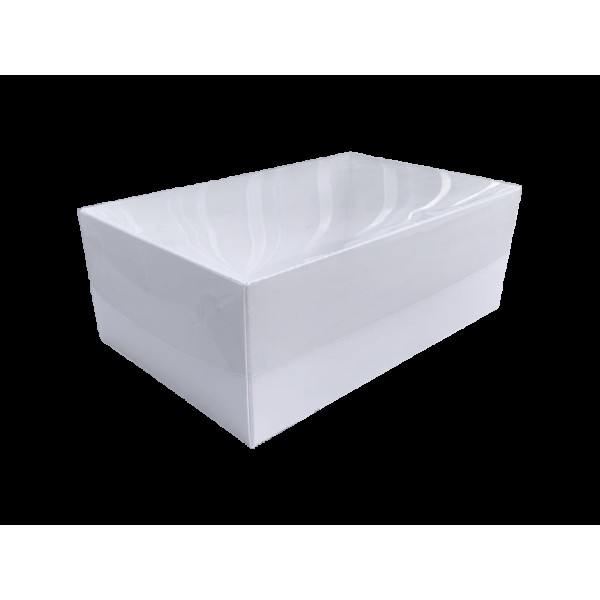 Коробка для подарунків 250х160х95 з прозорою кришкою біла