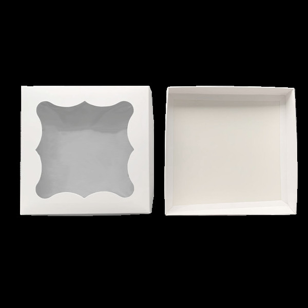 Коробка подарункова біла з віконцем 200*200*30 мм ПДК51