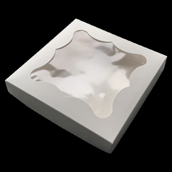 Коробка подарункова біла з віконцем 200*200*30 мм ПДК51