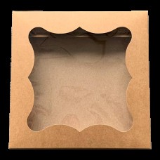 Коробка подарункова коричнева з віконцем 200*200*30 мм ПДК52