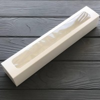Упаковка для 10 макарунов з віконцем 290*50*45 мм біла