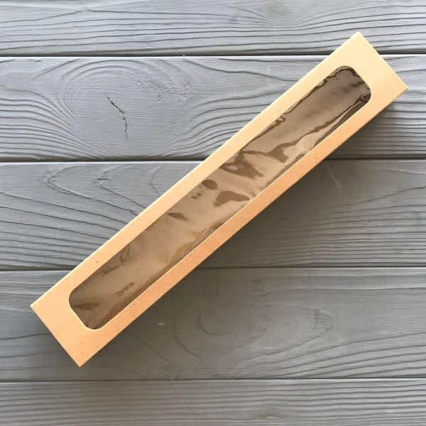 Упаковка для 10 макарун з віконцем 300х50х50 мм бура