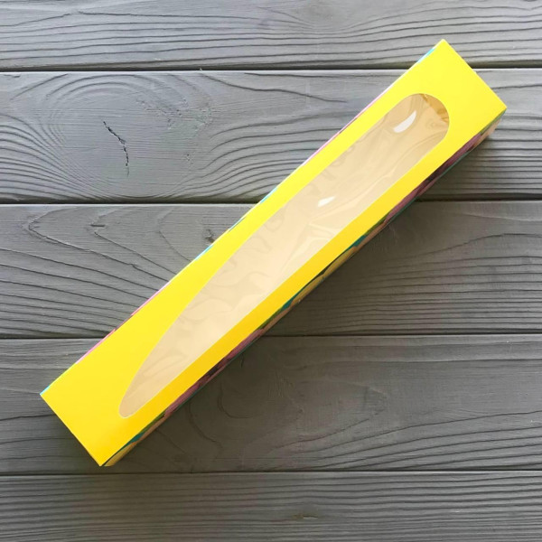 Упаковка для 10 макарун з віконцем 290х50х45 мм кольорова