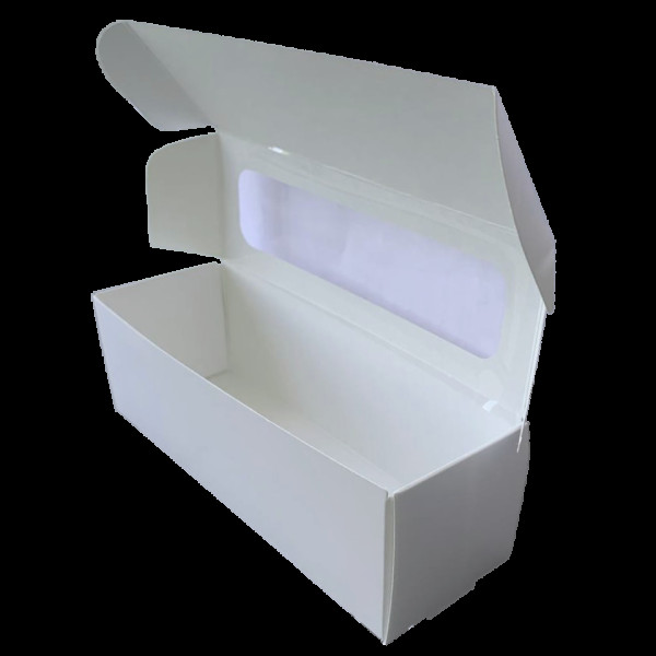Коробка для макарун біла з віконцем 170*55*55 KPK57