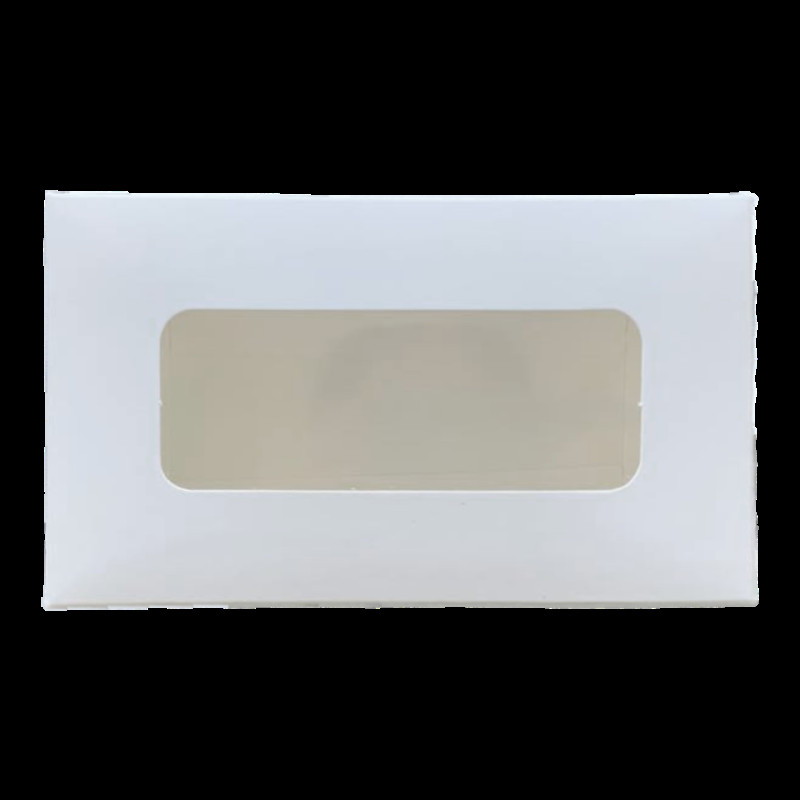 Коробка для макарун біла з віконцем 120*53*50 KPK61
