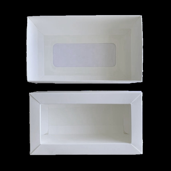 Коробка для макарун біла з віконцем 120*53*50 KPK61