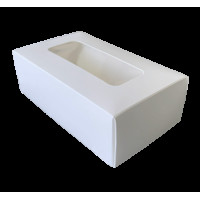 Коробка для макарун белая с окошком 120*53*50 KPK61
