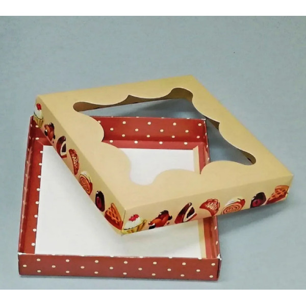 Картонная коробка для пряников с рисунком 155*155*30 К08