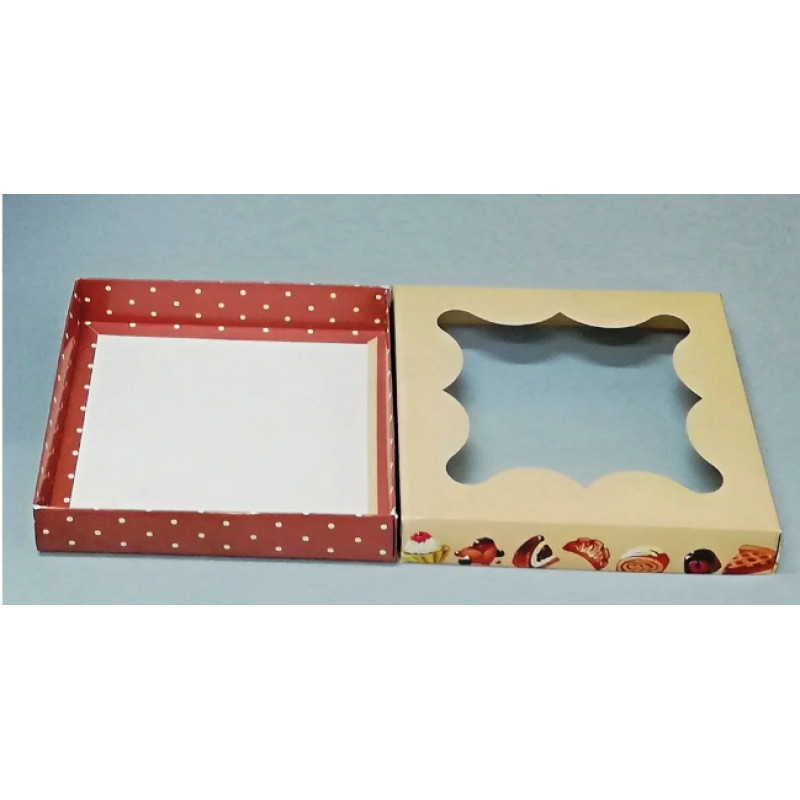 Картонна коробка для пряників з малюнком 155*155*30 К08