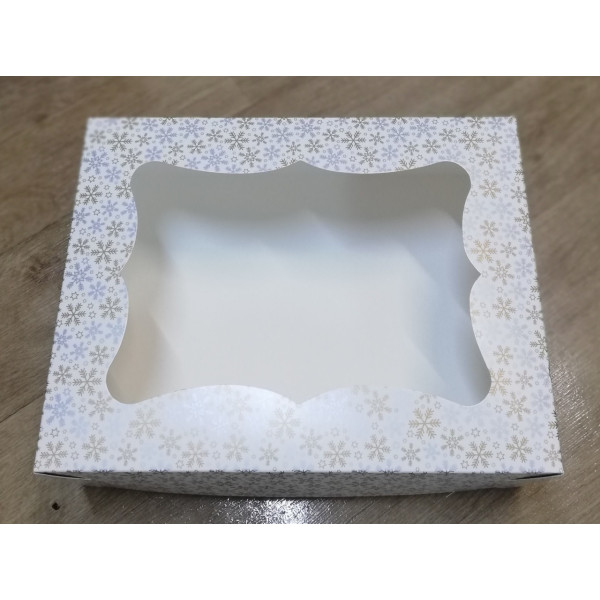 Коробка упаковочная для пряников 200*200*30 (принт ЗИМА) К10