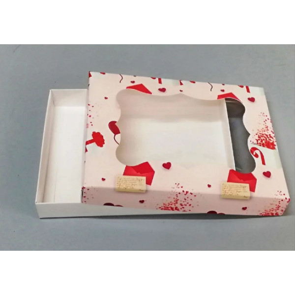 Картонная коробка для кондитерских праздничная 300*200*30 (принт подарок) К07