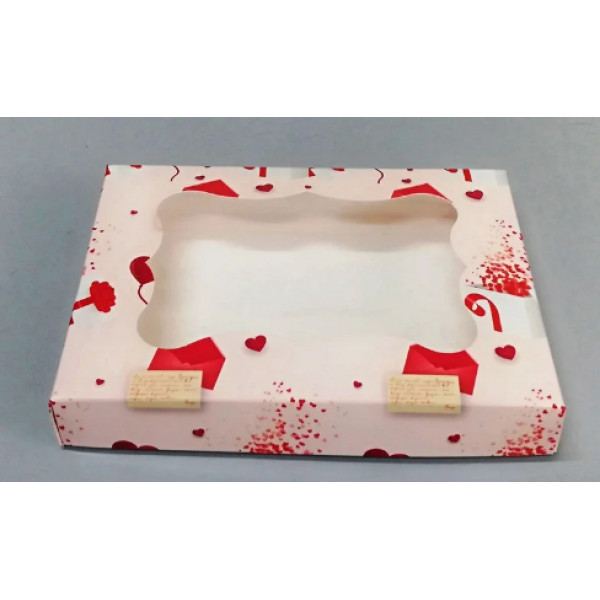 Картонная коробка для кондитерских праздничная 300*200*30 (принт подарок) К07