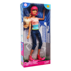 Дитяча лялька на скейті в шоломі DEFA 8375 шарнірна Помаранчевий (8375(Orange))