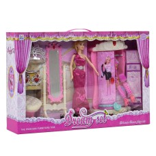 Игровая мебель для кукол типа Барби 589-2 с куклой и одеждой
