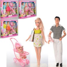 Кукла типа Барби беременная DEFA 8088 в комплекте коляска с ребёнком
