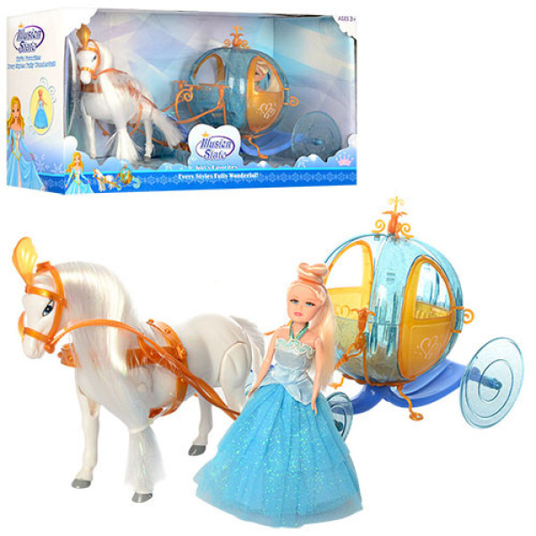 Ігровий набір карета з конем і лялькою типу Барбі 258A на батарейках