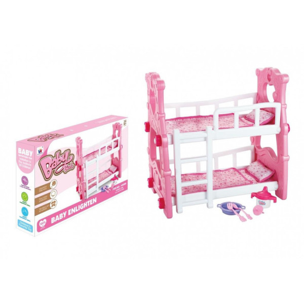 Ліжечко для ляльок дворівневе W0188 з аксесуарами