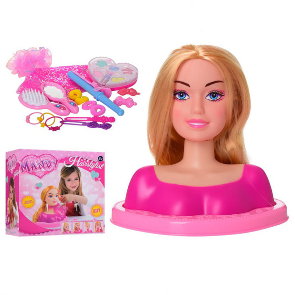 Лялька Голова для зачісок YM19-5A-BC, фен, бант, шпильки, 24 см