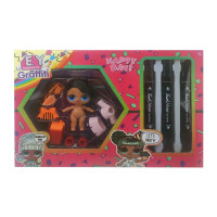 Детская кукла "L.Q.L" EY2413 с маркерами Брюнетка в розовом платье(EY2413-4)