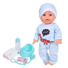 Дитяча іграшка Пупс YL2435A-2 33 см, п'є, звукові ефекти, аксесуари в наборі (YL2435A-2)