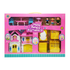 Ігровий набір Ляльковий будиночок Bambi WD-926-AB меблі та 3 фігурки Жовтий (WD-926A(Yellow))