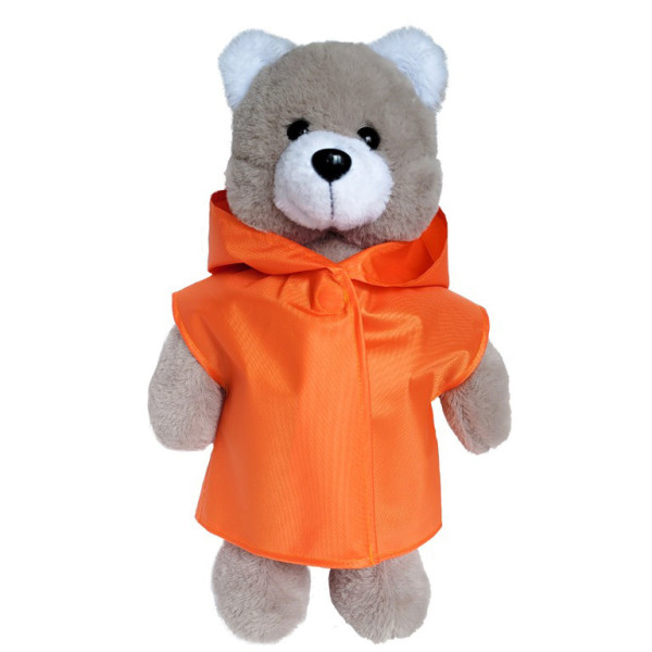 М'яконабивна іграшка пухнастий Ведмедик МС 080501-05 у помаранчовому плащі 35 см (МС 080501-05)